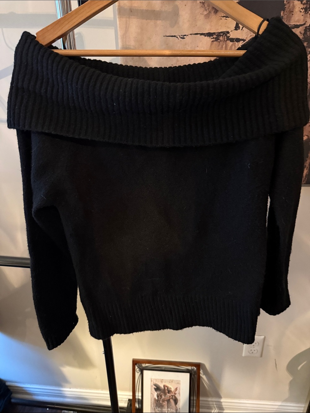 Off-the-Shoulder Black Knit Sweater